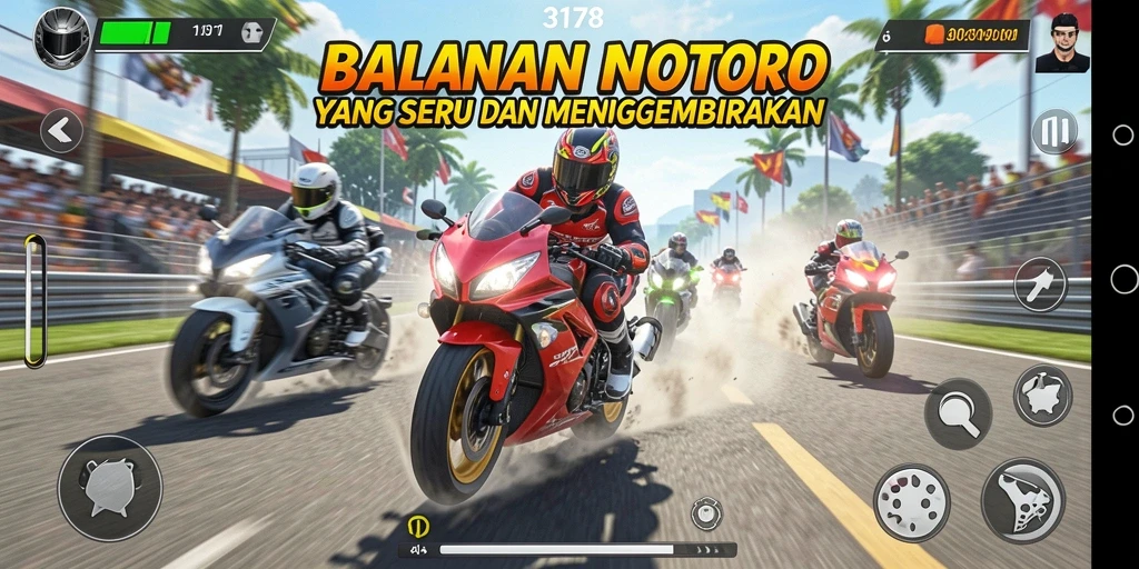 Tampilan gameplay menegangkan dari balapan motor di 3178.