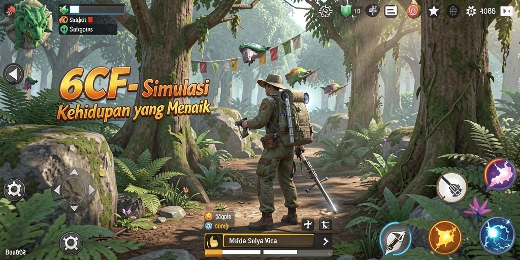 Tampilan gameplay <strong>6CF</strong> yang menampilkan interaksi sosial dan petualangan.
