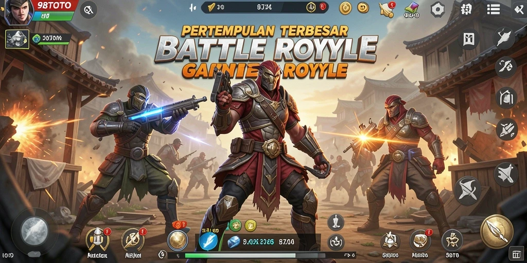 Screenshot gameplay intens dalam pertarungan Battle Royale 98TOTO.