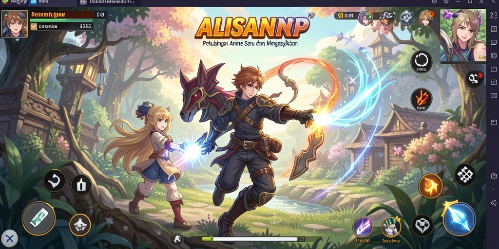 Tampilan gameplay menarik ALISANRP dengan karakter anime yang beraksi.
