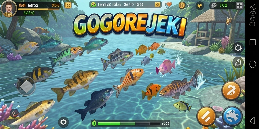 Screenshot GOGOREJEKI menampilkan aksi menembak ikan dengan grafis menawan.