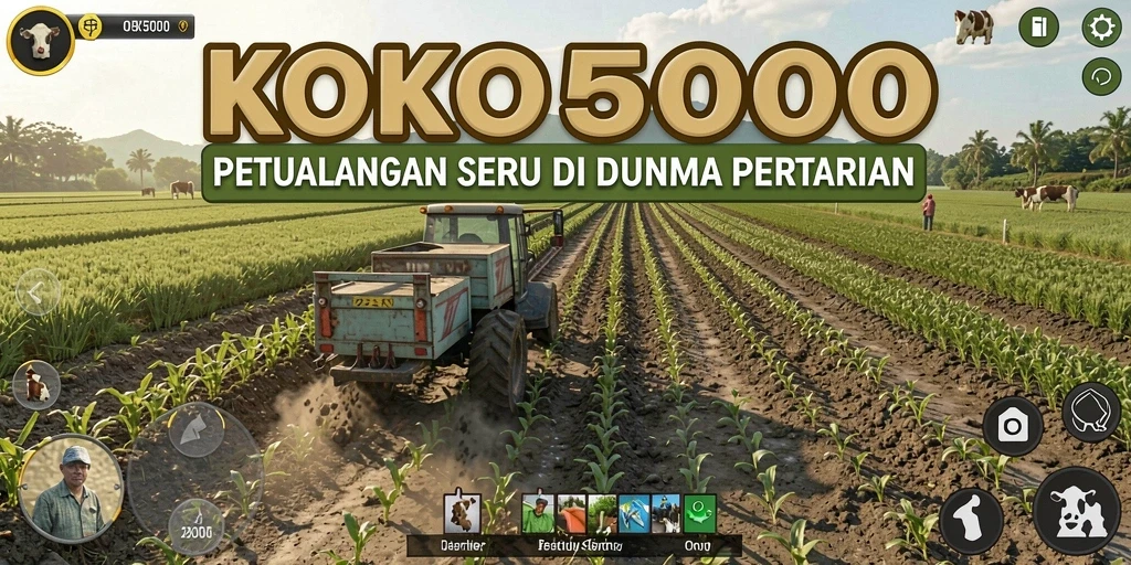Tampilan screenshot gameplay KOKO5000 dengan aktivitas bertani yang seru.