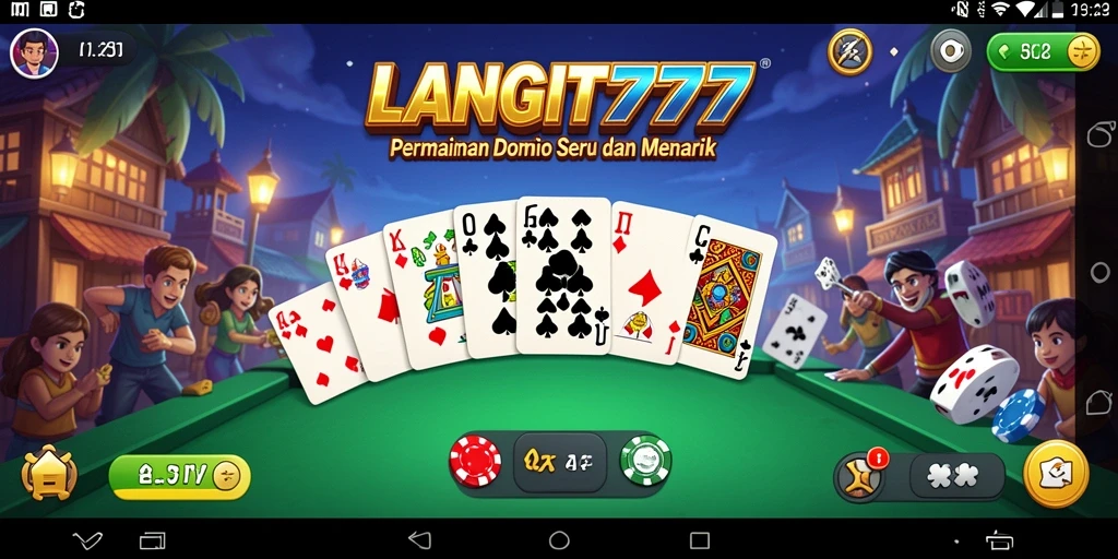 Screenshot LANGIT777 menampilkan gameplay domino yang seru dan interaktif.