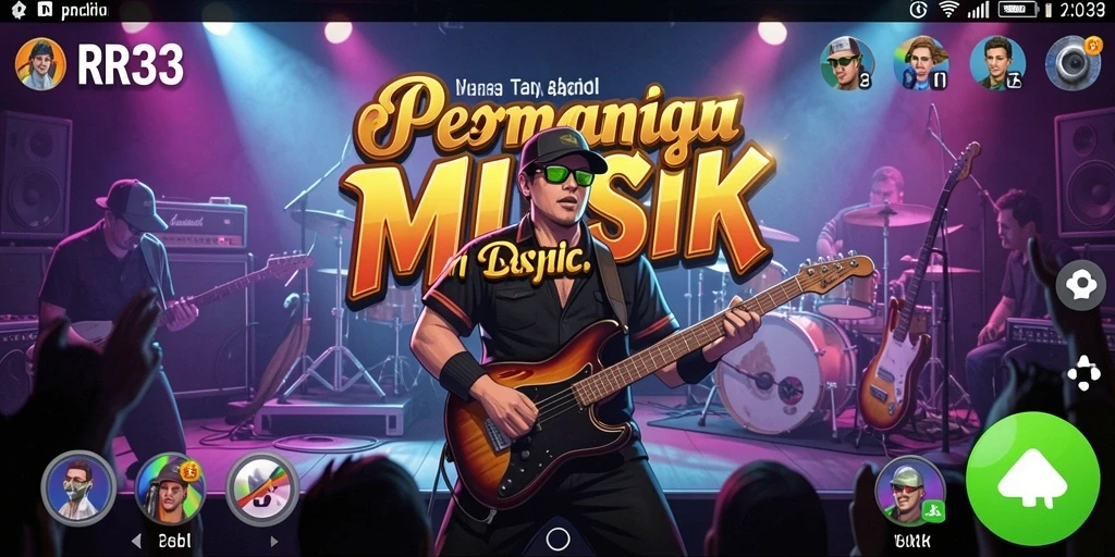 Screenshot RR33 menampilkan aksi gameplay musik yang seru dan interaktif.
